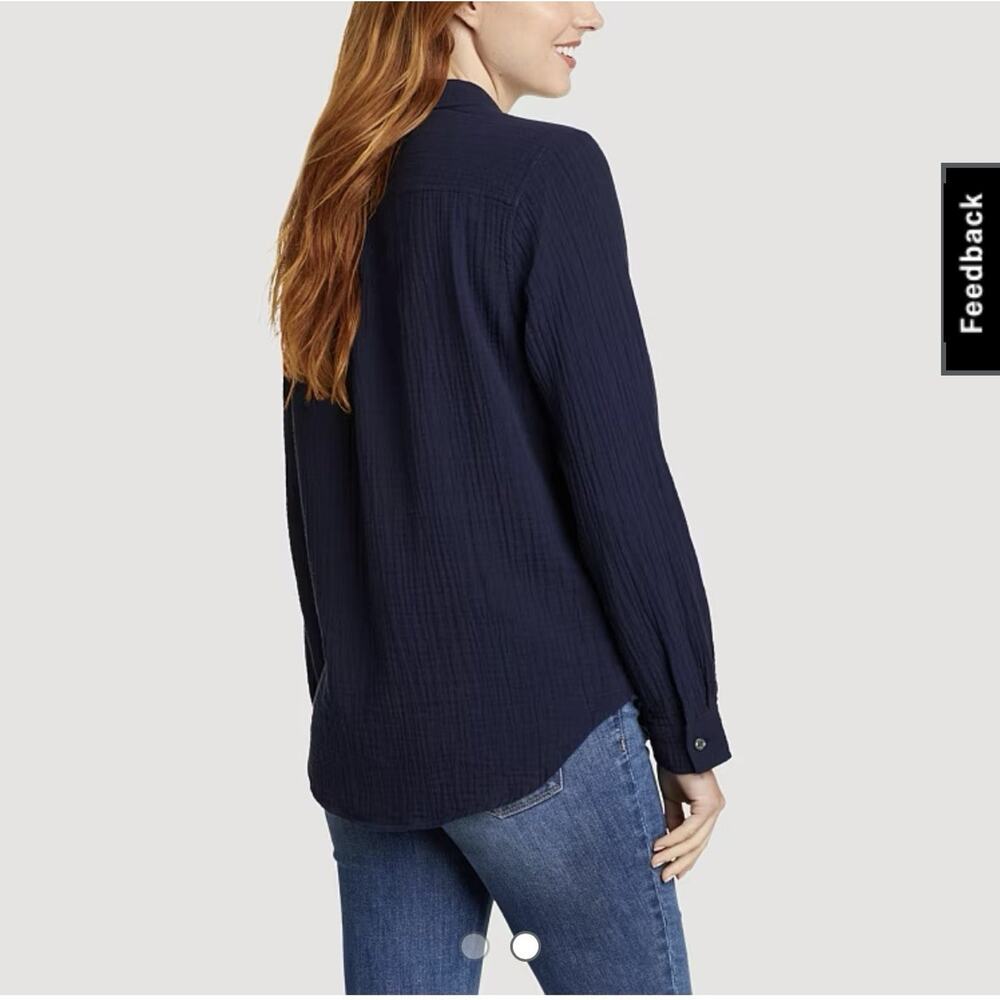 Woman's Eddie Bauer‎ Travel Seeker Long Sleeve Shirt Navy 2XL Sheer Classic Fit - Picture 2 of 10